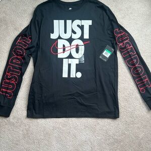 Nike Black Shirt with White Print and Red Detail